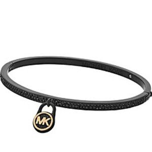 Michael Kors Logo Love Hinged Bracelet with Hamilton Charm-BLACK-One Size